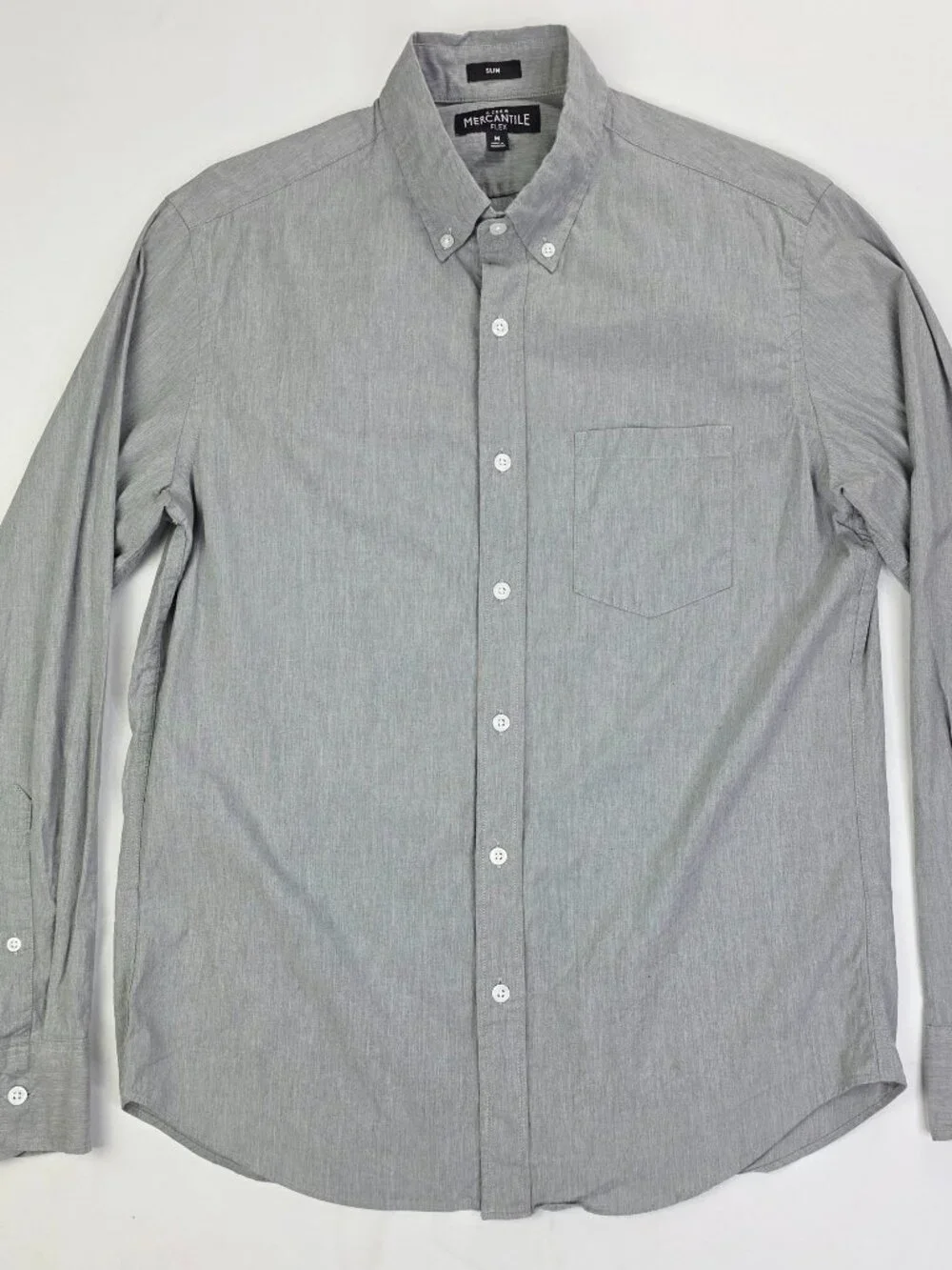 J. Crew Mercantile Flex Slim Mens Size Medium Gray Long Sleeve Button Down Shirt